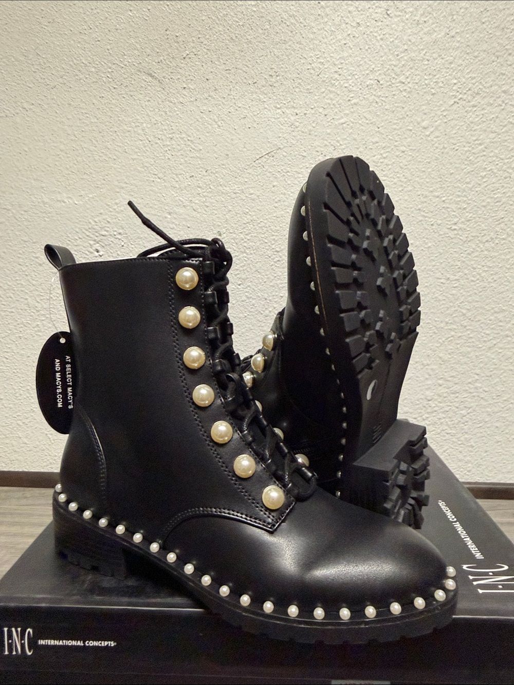INC International Concepts Women's Glynee Lace-Up Booties